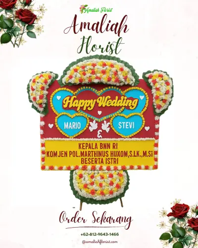 Karangan Papan Bunga Pernikahan di Pedawang